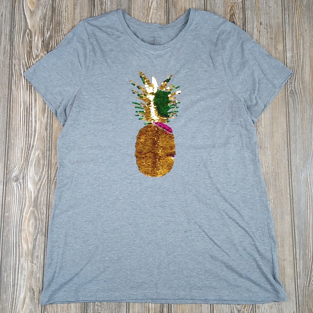 Lane Bryant Pineapple Sequin Short Sleeve Tshirt Top